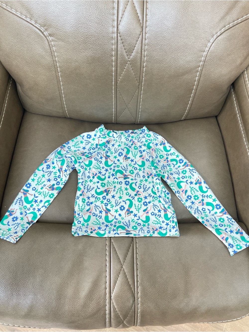 Lily & Dan Kids Long-Sleeve Mermaid Print Rash Guard - Green/Blue size 4T